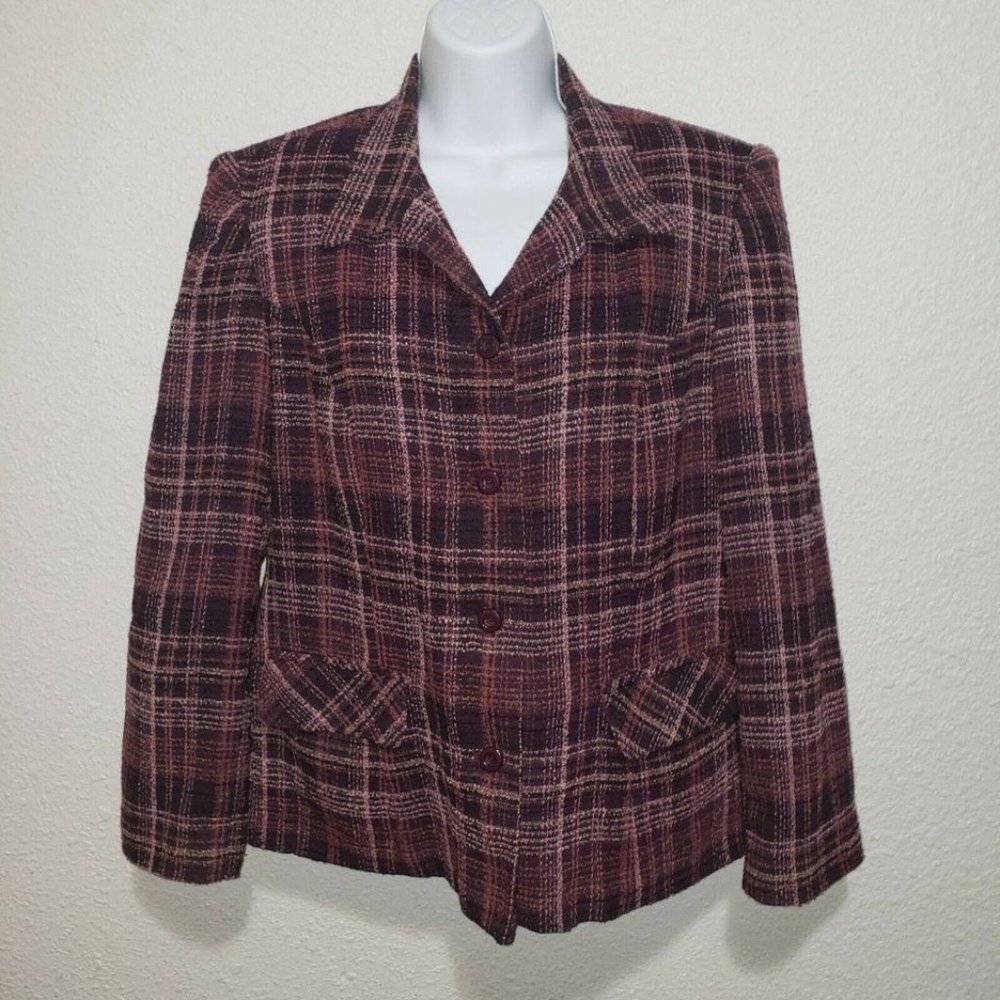 Sag Harbor Plaid Jacket- 8P - EUC $10